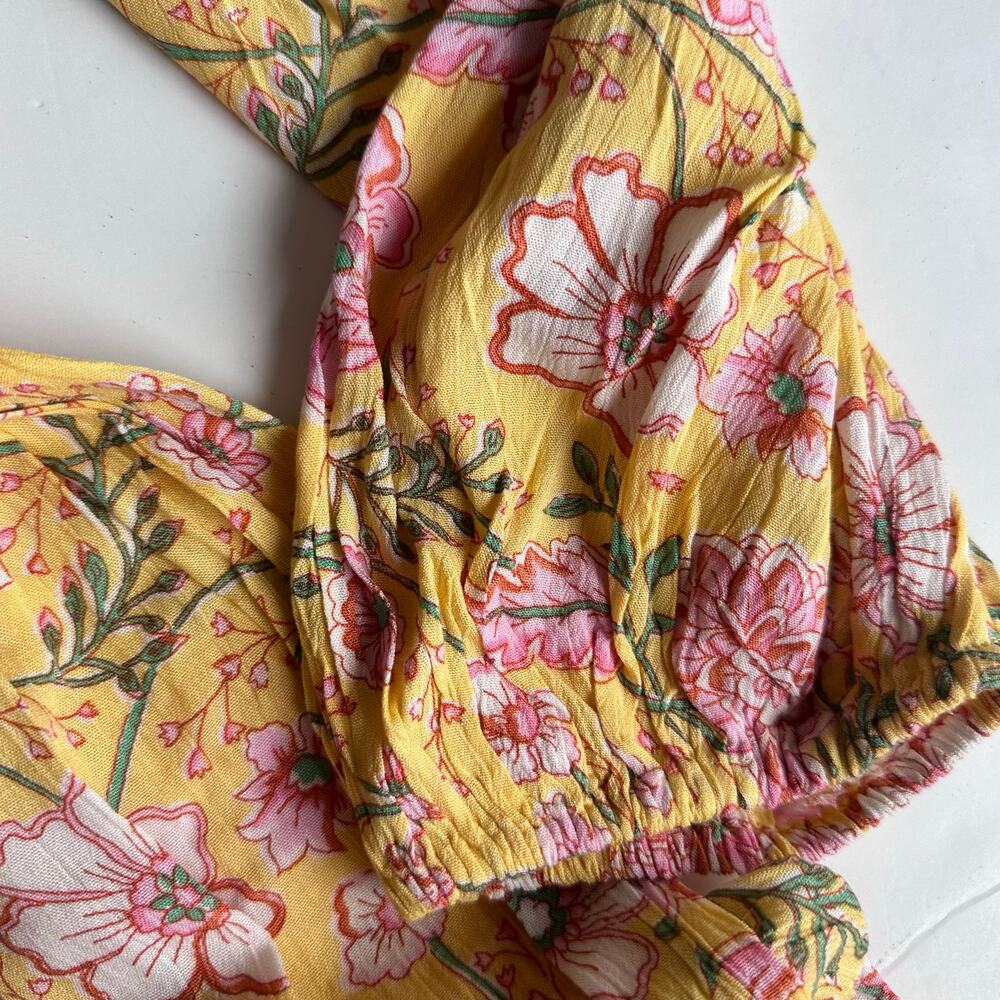 Billabong Smocked Long Sleeve Yellow Floral Dress - XL - Picture 7 of 7